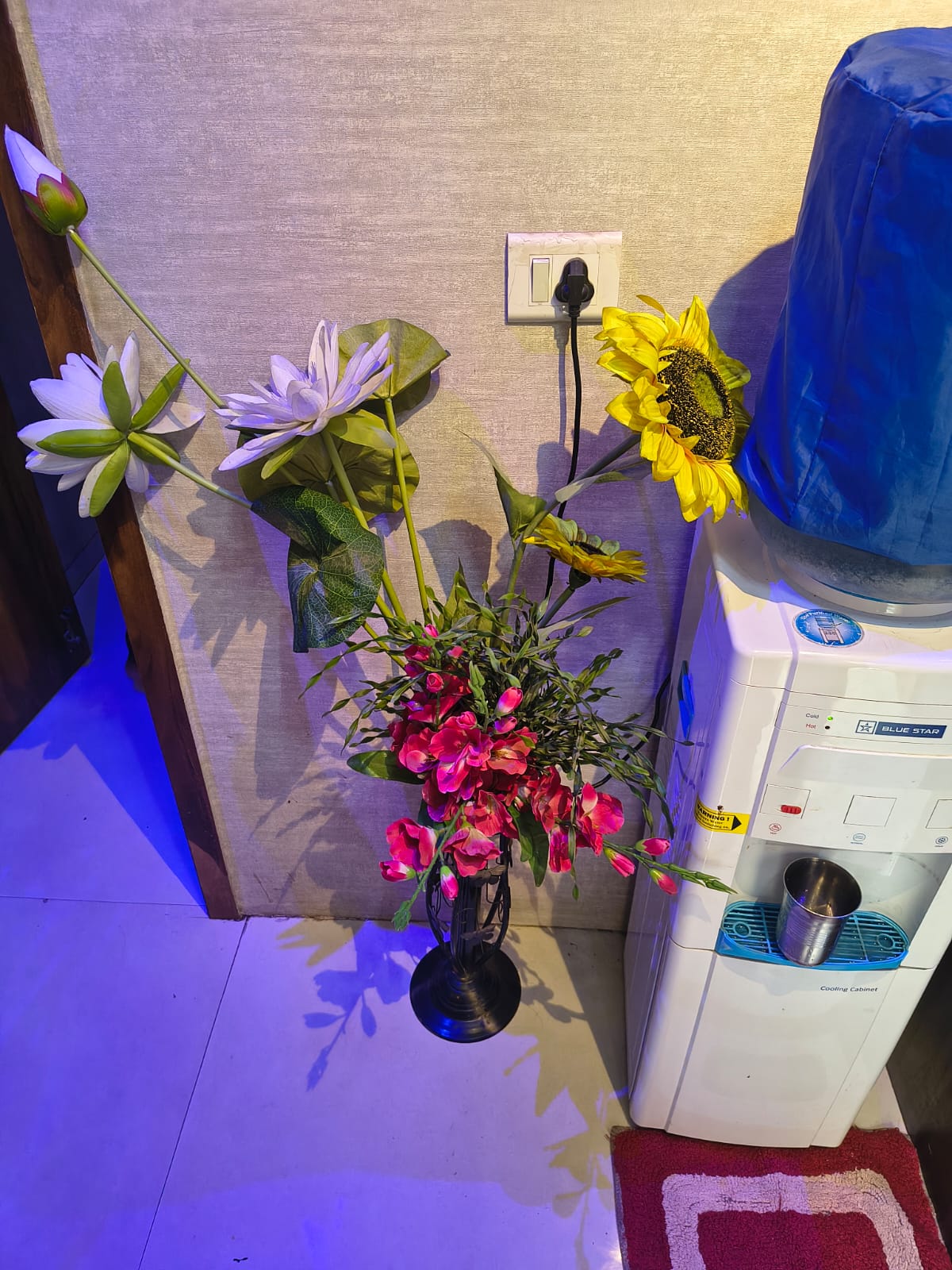 Fresh floral arrangement in the spa reception